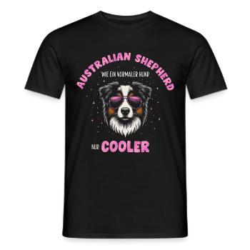 Aussie - comme un chien normal, mais rose plus froid - T-shirt homme - noir - Devant - AI Model Male 178 light (178cm)