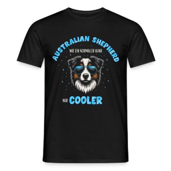 Aussie - like a normal dog only cooler turquoise - Men's T-Shirt - black - Front - AI Model Male 178 light (178cm)