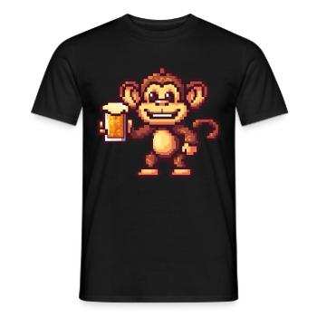 Monkey Beer Party Funny - Men's T-Shirt - black - Front - AI Model Male 178 light (178cm)