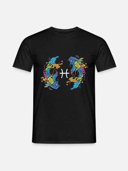 STERNZEICHEN Fisch SHIRT Zodiac Zeichen Geschenk - Männer T-Shirt - Schwarz