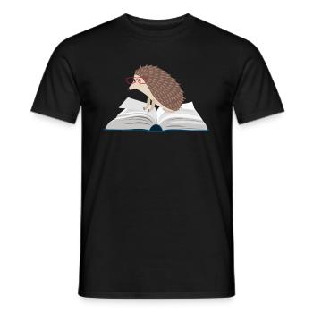 Igel Buch Süß Lesen Tierliebe Igelmama Geschenk - Men's T-Shirt - black - Front - AI Model Male 178 light (178cm)