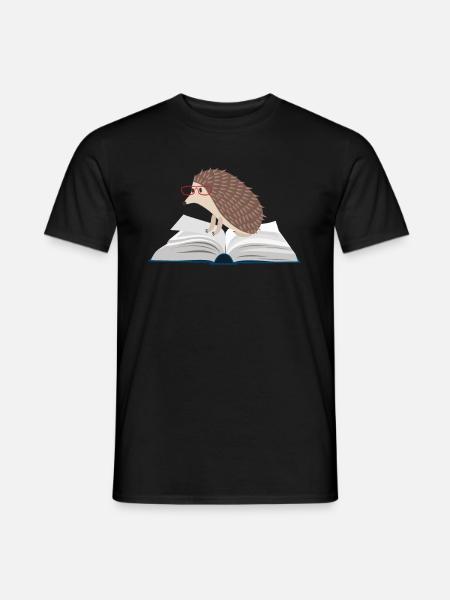 Igel Buch Süß Lesen Tierliebe Igelmama Geschenk - Männer T-Shirt - Schwarz