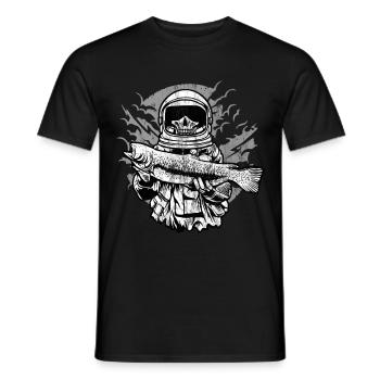 ANGLER AUSTRONAUT - Fischer astronaut gift - Men's T-Shirt - black - Front - AI Model Male 178 light (178cm)