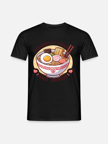 Powered By Anime And Ramen - Männer T-Shirt - Schwarz