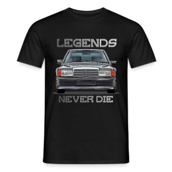 W201 190E legends never die - Men's T-Shirt - black - Front - AI Model Male 178 light (178cm)