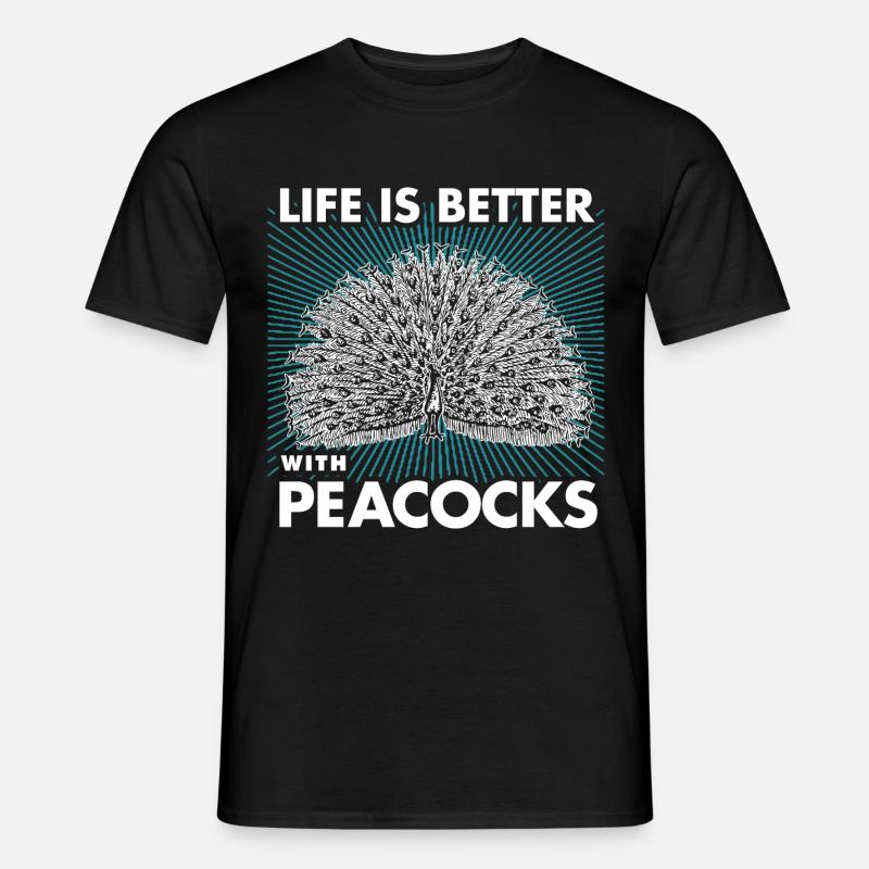 Pfau - Männer T-Shirt - Schwarz
