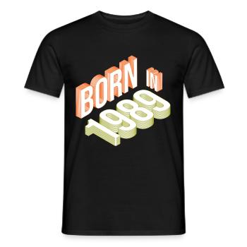 Né en 1989 - T-shirt homme - noir - Devant - AI Model Male 178 light (178cm)