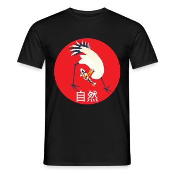 Japan crane and Koi - Men's T-Shirt - black - Front - AI Model Male 178 light (178cm)