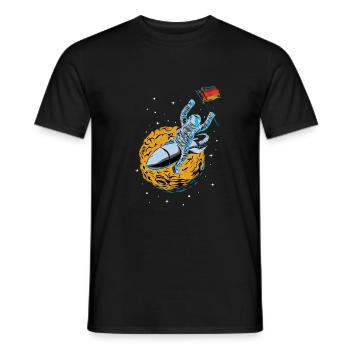 German astronaut in space - Men's T-Shirt - black - Front - AI Model Male 178 light (178cm)