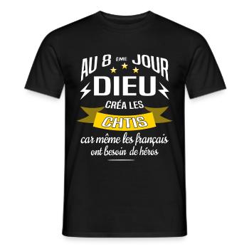 Chtis cadeau drôle pour ch'ti - T-shirt homme - noir - Devant - AI Model Male 178 light (178cm)