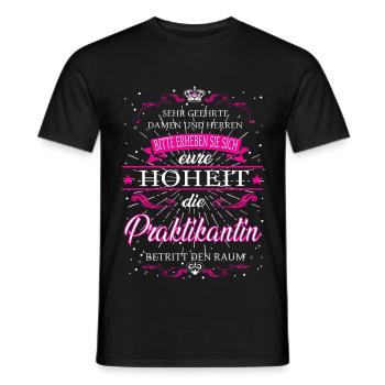 Eure Hoheit die Praktikantin betritt den Raum - Männer T-Shirt - Schwarz - Vorne - AI Model Male 178 light (178cm)