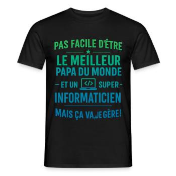 Super Papa Informaticien idée cadeau père - T-shirt homme - noir - Devant - AI Model Male 178 light (178cm)