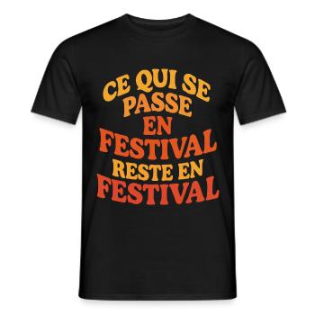 Ce qui se passe en festival – Humour estival - T-shirt homme - noir - Devant - AI Model Male 178 light (178cm)