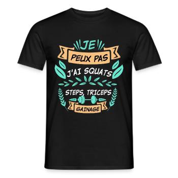 je ne peux pas j'ai squats - T-shirt homme - noir - Devant - AI Model Male 178 light (178cm)