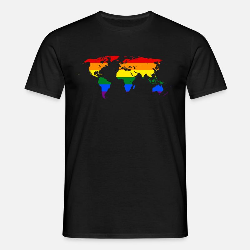 rainbow world map - Men's T-Shirt - black