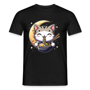 Anime Katze Ramen - Männer T-Shirt - Schwarz - Vorne - AI Model Male 178 light (178cm)