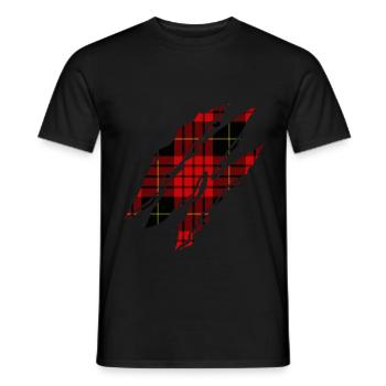 Schottenmuster unter dem gerissen T-Shirt - Männer T-Shirt - Schwarz - Vorne - AI Model Male 178 light (178cm)