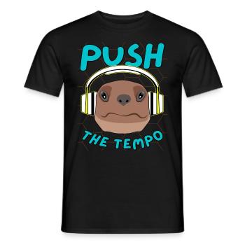 Poussez la tortue tempo avec des écouteurs - T-shirt homme - noir - Devant - AI Model Male 178 light (178cm)