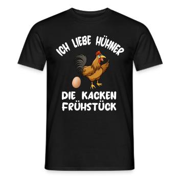 Hühner kacken Frühstück Eier Huhn Lustiger Spruch - Männer T-Shirt - Schwarz - Vorne - AI Model Male 178 light (178cm)