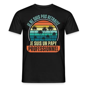 Papy retraité humour retraite cadeau vintage - T-shirt homme - noir - Devant - AI Model Male 178 light (178cm)
