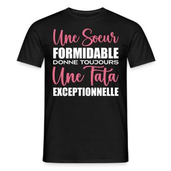 a formidable Sister gives Tata exceptional - Men's T-Shirt - black - Front - AI Model Male 178 light (178cm)