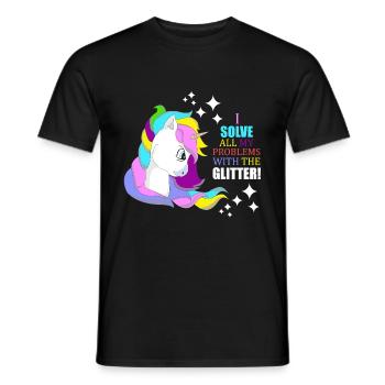 Einhorn Glitzer Probleme Löser Geschenkidee - Männer T-Shirt - Schwarz - Vorne - AI Model Male 178 light (178cm)