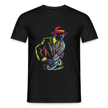 Saxophone Saxophonist Instrument Jazz Marching - Men's T-Shirt - black - Front - AI Model Male 178 light (178cm)