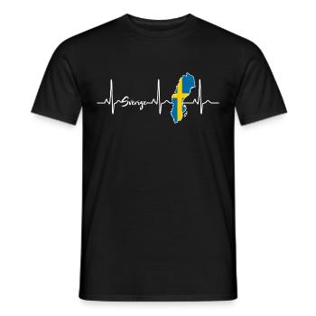 Suède Sverige Battement de coeur Scandinavie - T-shirt homme - noir - Devant - AI Model Male 178 light (178cm)