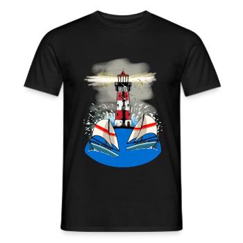 Lighthouse Nautical Sailor Maritim Ahoi Ships - Men's T-Shirt - black - Front - AI Model Male 178 light (178cm)