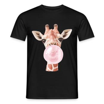 Funny Giraffe Bubble Gum - Men's T-Shirt - black - Front - AI Model Male 178 light (178cm)