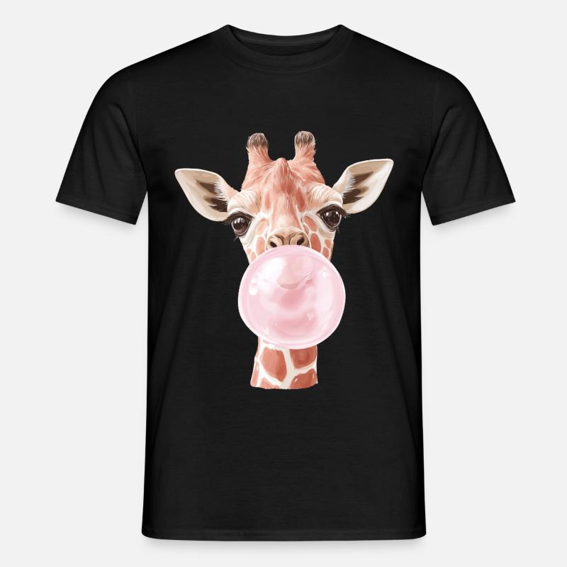 Funny Giraffe Bubble Gum - Men's T-shirt - black