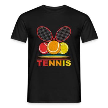 Raquette de tennis - T-shirt homme - noir - Devant - AI Model Male 178 light (178cm)
