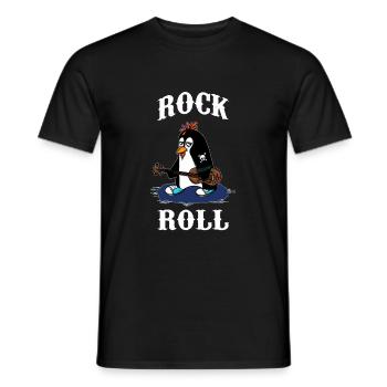 RocknRoll Rocker Tattoo Penguin musician - Men's T-Shirt - black - Front - AI Model Male 178 light (178cm)
