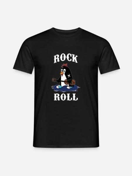 RocknRoll Rocker Tattoo Pinguin Musik Musiker - Männer T-Shirt - Schwarz