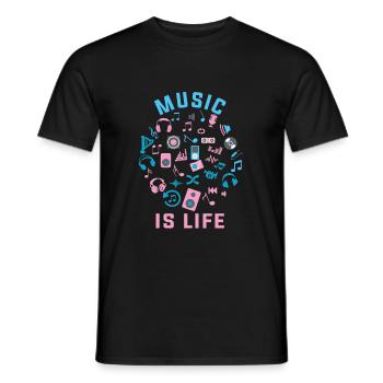 Music is life - Männer T-Shirt - Schwarz - Vorne - AI Model Male 178 light (178cm)