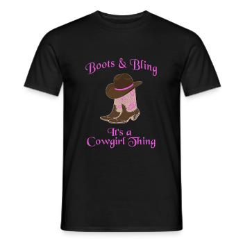 Chapeau de cowboy Wild West Western Bottes de cowboy Chapeau - T-shirt homme - noir - Devant - AI Model Male 178 light (178cm)