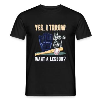 Balle de baseball softball bat gant sport - T-shirt homme - noir - Devant - AI Model Male 178 light (178cm)