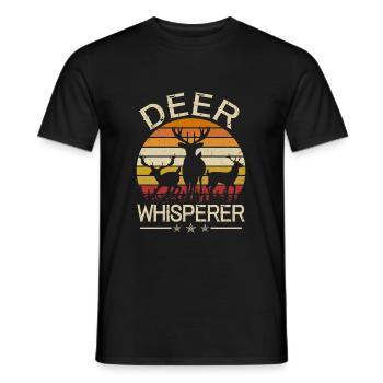 Hirsch Hirschgeweih Hirsche Retro Vintage - Männer T-Shirt - Schwarz - Vorne - AI Model Male 178 light (178cm)