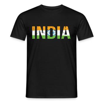Drapeau inde - T-shirt homme - noir - Devant - AI Model Male 178 light (178cm)