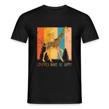 Animaux girafe animaux amour safari afrique jungle - T-shirt homme - noir - Devant - AI Model Male 178 light (178cm)