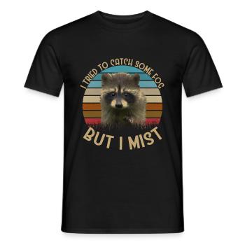 Raccoon Retro Vintage Funny Animals Animal Lovers - Men's T-Shirt - black - Front - AI Model Male 178 light (178cm)