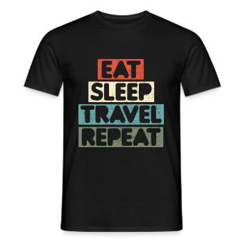 Tourists Traveller Manger Sleep Travel Repeat - T-shirt homme - noir - Devant - AI Model Male 178 light (178cm)