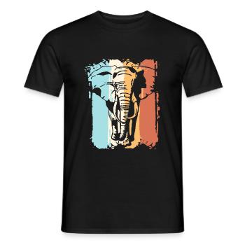 Retro Elefant - Männer T-Shirt - Schwarz - Vorne - AI Model Male 178 light (178cm)