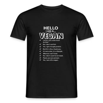 Bonjour Je suis Vegan Vegan Vegan - T-shirt homme - noir - Devant - AI Model Male 178 light (178cm)