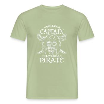 Tête de pirate pirate - T-shirt homme - vert sauge - Devant - AI Model Male 178 light (178cm)