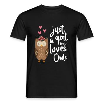 Eule Nur ein Mädchen dass Eulen liebt - Männer T-Shirt - Schwarz - Vorne - AI Model Male 178 light (178cm)