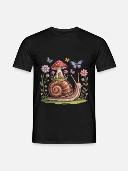 Skurrile Schnecke Cottagecore - Männer T-Shirt - Schwarz