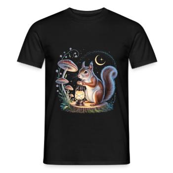 Skurriles Eichhörnchen Cottagecore - Männer T-Shirt - Schwarz - Vorne - AI Model Male 178 light (178cm)