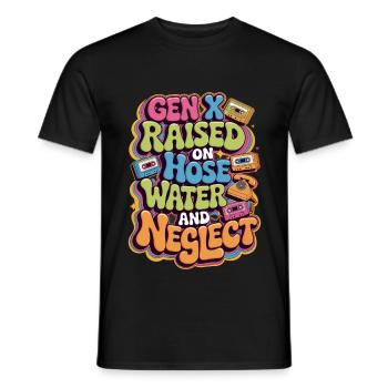 Gen X élevé sur l’eau du tuyau - T-shirt homme - noir - Devant - AI Model Male 178 light (178cm)