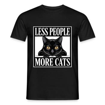 Less People More Cats - Men's T-Shirt - black - Front - AI Model Male 178 light (178cm)
